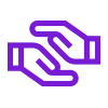 Pictogramme de 2 mains violettes formant un cercle